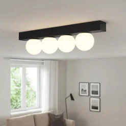 Plafoniere Moderne-Ideal Lux plafoniera led 12w 3000k ping pong pl4 nera per interno