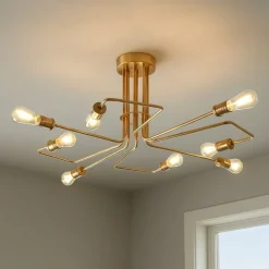 Plafoniere Moderne-Ideal Lux plafoniera moderna triumph pl8 ottone otto luci per salotto