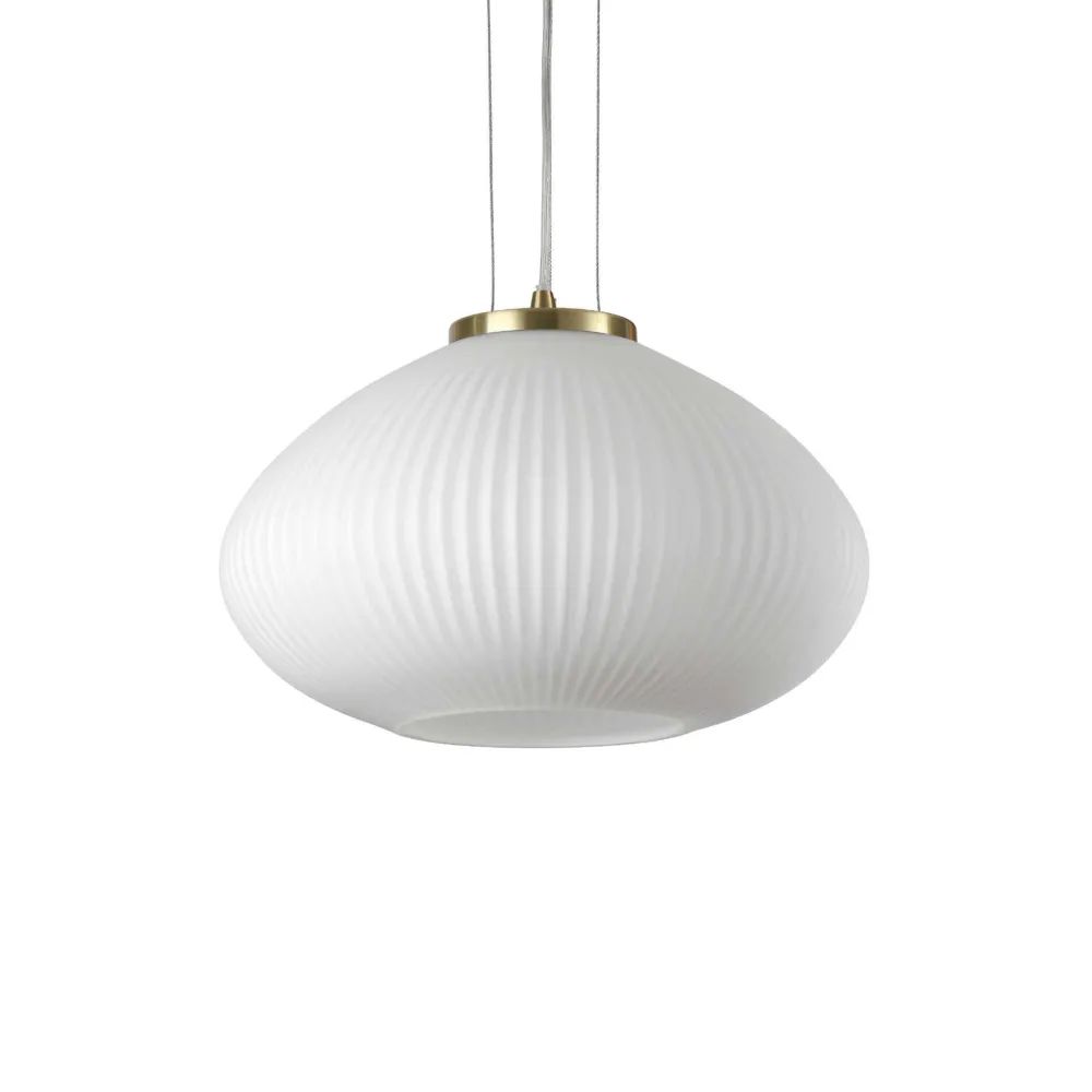 Lampadario Camera Da Letto-Ideal Lux plisse sp1 d35 lampadario per camera da letto in vetro bianco