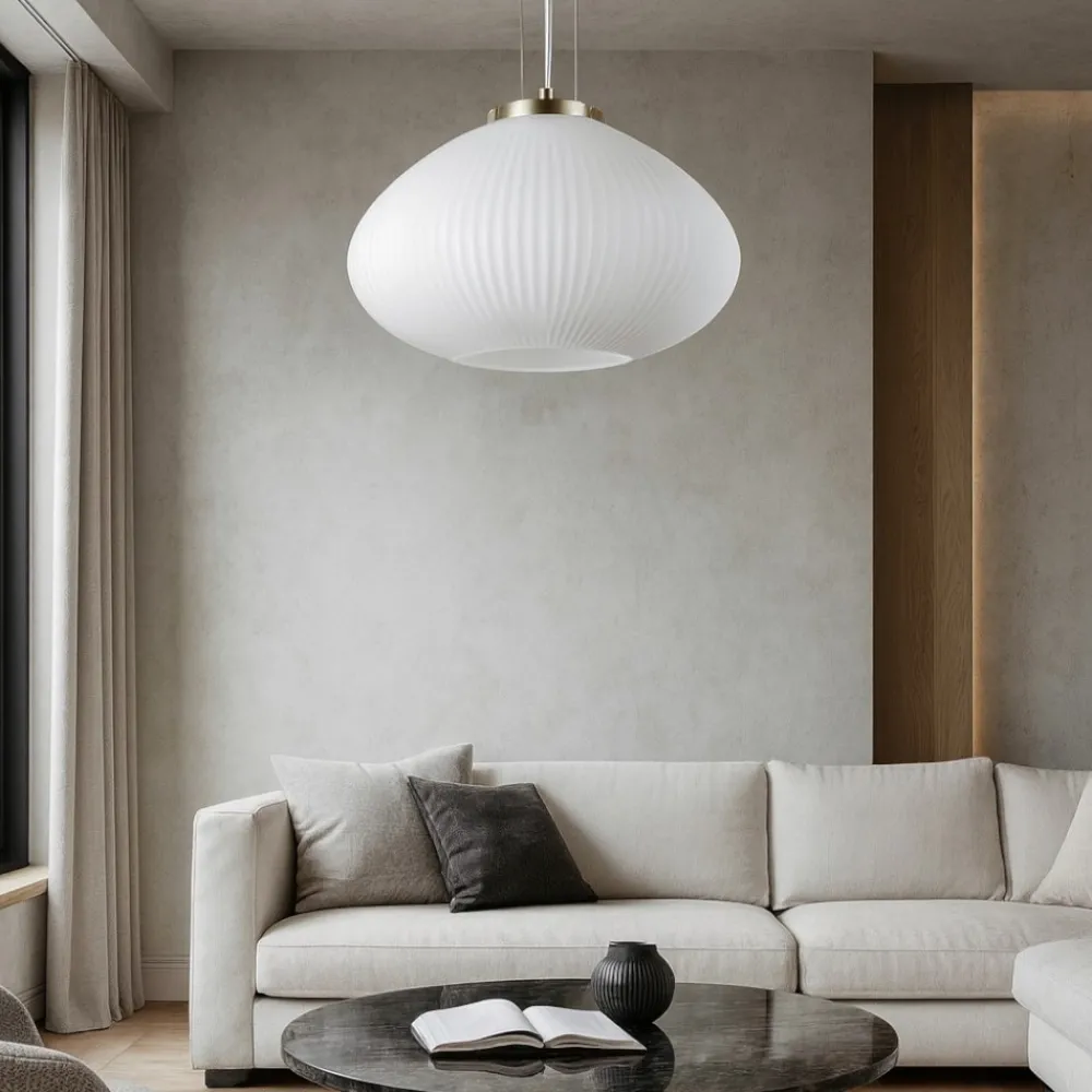 Lampadario Camera Da Letto-Ideal Lux plisse sp1 d35 lampadario per camera da letto in vetro bianco
