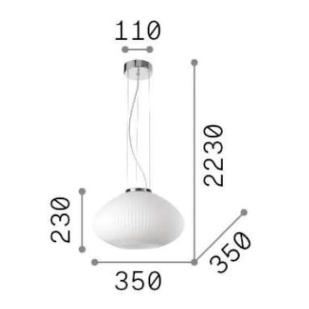 Lampadario Camera Da Letto-Ideal Lux plisse sp1 d35 lampadario per camera da letto in vetro bianco