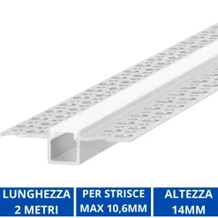 Strisce Led-Ideal Lux profilo da incasso 2mt per strisce led max 10mm