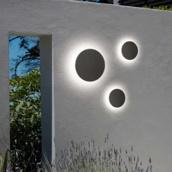 Applique Da Esterno-Ideal Lux punto ap d24 applique led 12w 3000k tonda nera ip54