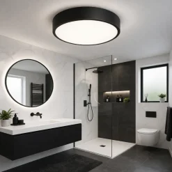 Plafoniere Bagno-Ideal Lux ray pl d30 plafoniera da bagno nera led 13w 3000k-4000k ip44