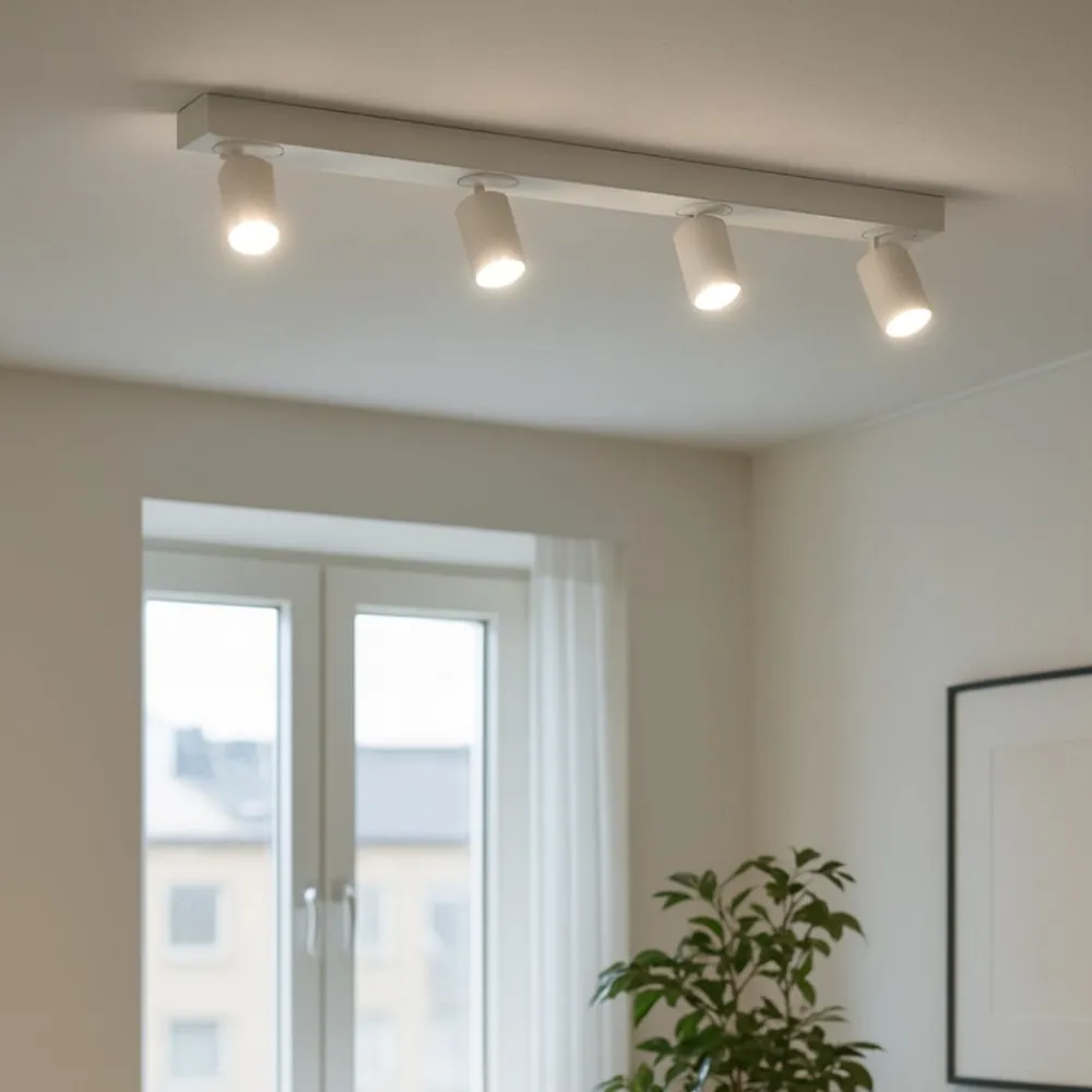 Plafoniere Moderne-Ideal Lux rudy bianco gu10 7w 3000k lampada da soffitto con 4 faretti led