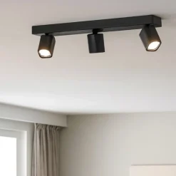Plafoniere Moderne-Ideal Lux rudy pl3 nero square plafoniera con faretti led 7w 3000k