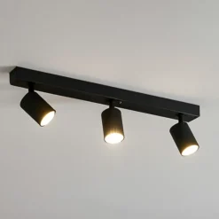 Plafoniere Moderne-Ideal Lux rudy pl3 round plafoniera cucina con faretti orientabili nera
