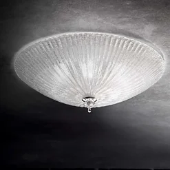 Plafoniere Moderne-Ideal Lux shell pl3 plafoniera camera da letto rotonda vetro trasparente granigliato