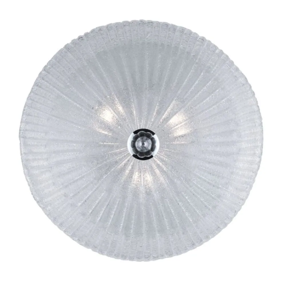 Plafoniere Moderne-Ideal Lux shell pl3 plafoniera camera da letto rotonda vetro trasparente granigliato