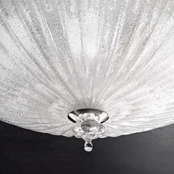 Plafoniere Moderne-Ideal Lux shell pl3 plafoniera camera da letto rotonda vetro trasparente granigliato