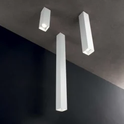 Faretti Da Soffitto-Ideal Lux sky pl1 h40 faretto da soffitto bianco squadrato