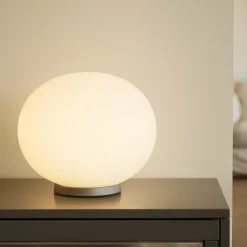 Lampade Da Tavolo-Ideal Lux smarties tl1 d30 lampada da tavolo sfera 30cm vetro bianca
