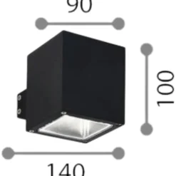 Applique Da Esterno-Ideal Lux snif square applique cubo nero per esterno
