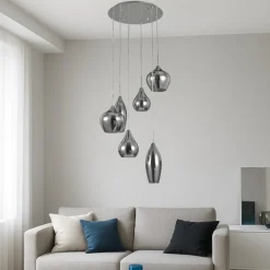 Lampadari Moderni-Ideal Lux soft sp6 fume lampadario vetri fume per soggiorno