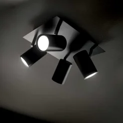 Plafoniere Moderne-Ideal Lux spot pl4 lampada con faretti orientabili neri