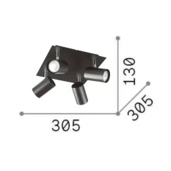 Plafoniere Moderne-Ideal Lux spot pl4 lampada con faretti orientabili neri