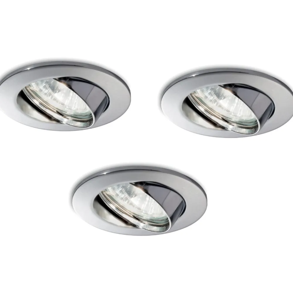 Faretti Da Incasso-Ideal Lux swing fi box 3 faretti orientabili da incasso a soffitto cromo