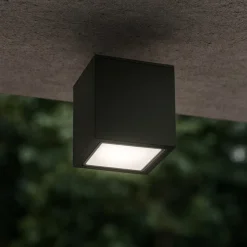 Faretti Da Esterno-Ideal Lux techo pl1 small faretto nero per soffitto da esterno ip54