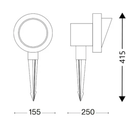 Faretti Da Esterno-Ideal Lux terra pr1 big faretto da terra con picchetto per giardino ip65 antracite