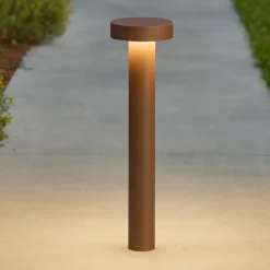 Lampioni Da Giardino-Ideal Lux tesla pt4 h60 lampione marrone per giardino ip44 moderno