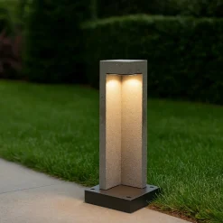 Lampioni Da Giardino-Ideal Lux titano pt h49 3000k lampioncino grigio cemento led 9w