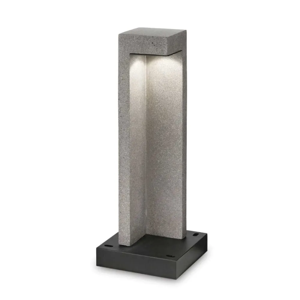 Lampioni Da Giardino-Ideal Lux titano pt h49 3000k lampioncino grigio cemento led 9w