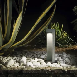 Lampioni Da Giardino-Ideal Lux titano pt h49 3000k lampioncino grigio cemento led 9w
