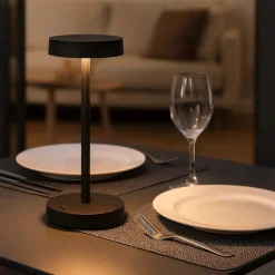 Lampade Da Tavolino Esterno-Ideal Lux toffee tl lampada da tavolino led nera portatile batteria ricaricabile