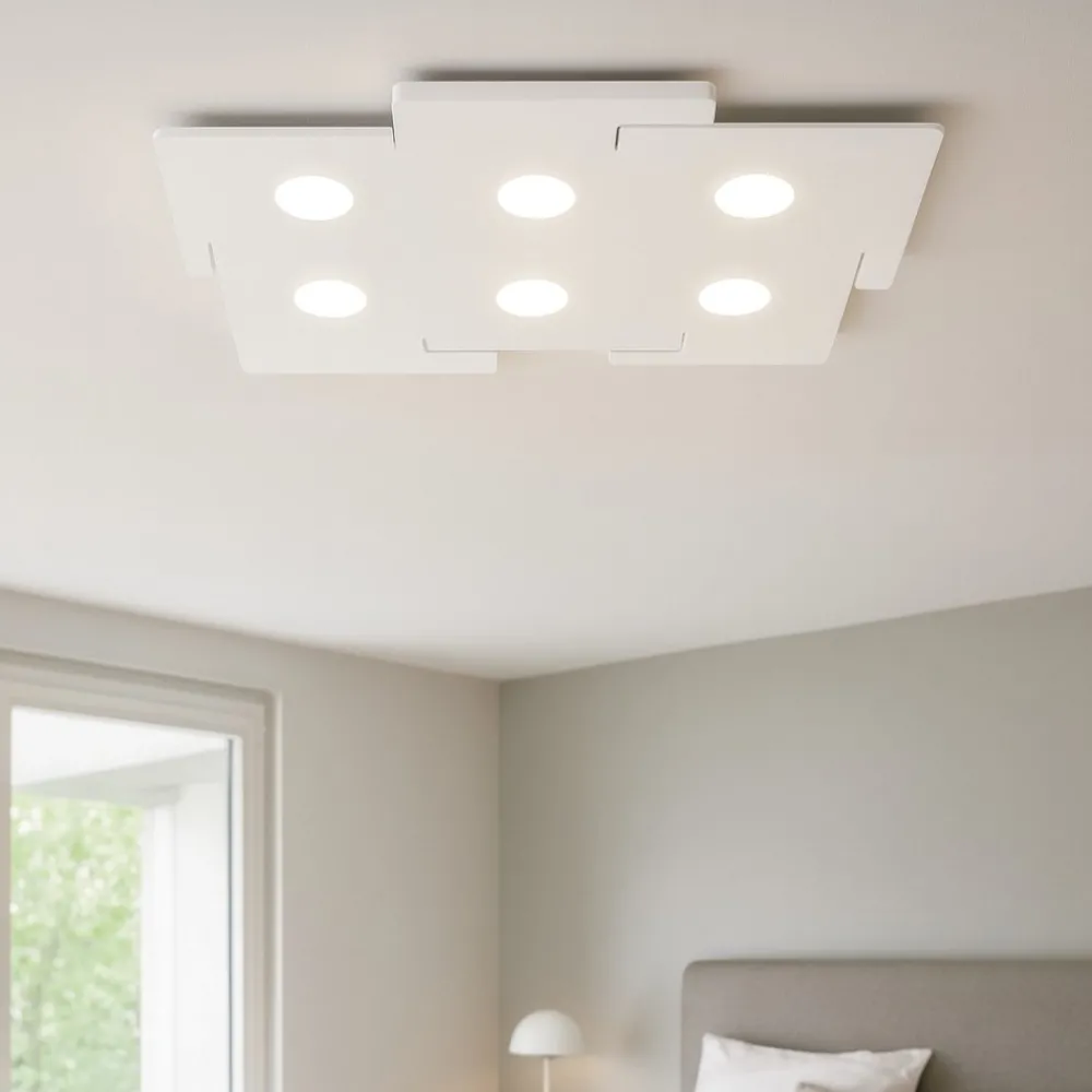 Plafoniere Moderne-Ideal Lux totem pl6 plafoniera bianca gx53 sei luci moderna sottile