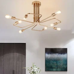 Plafoniere Moderne-Ideal Lux triumph sp8 plafoniera ottone invecchiato vintage