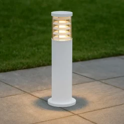 Lampioni Da Giardino-Ideal Lux tronco pt1 h60 lampioncino da giardino tubolare bianco
