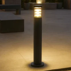 Lampioni Da Giardino-Ideal Lux tronco pt1 h80 nero lampioncino per esterni ip65
