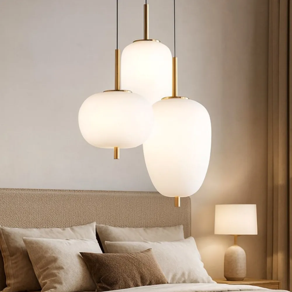 Lampadario Camera Da Letto-Ideal Lux umile sp3 lampadario led 3 luci pendenti 60w 3000k oro