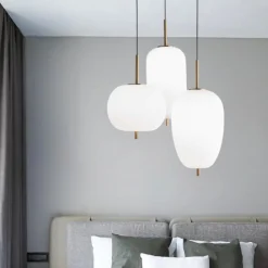 Lampadario Camera Da Letto-Ideal Lux umile sp3 lampadario led 3 luci pendenti 60w 3000k oro