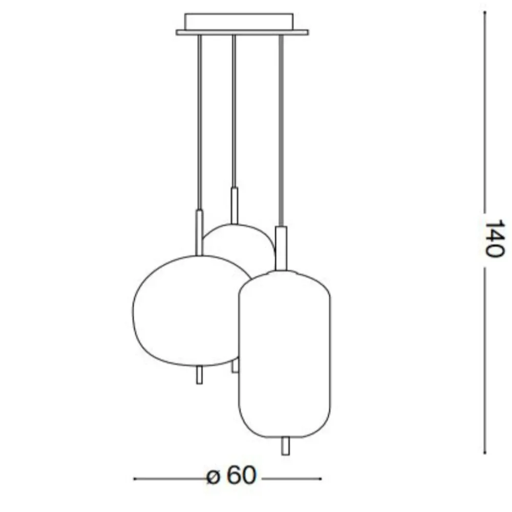 Lampadario Camera Da Letto-Ideal Lux umile sp3 lampadario led 3 luci pendenti 60w 3000k oro