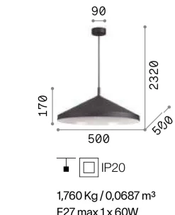 Lampadari Cucina-Ideal Lux yurta sp1 d50 grande lampadario pendente da cucina cono bianco