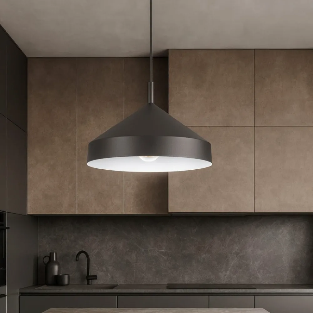 Lampadari Cucina-Ideal Lux yurta sp1 d30 lampadario nero design cono 30 cm per isola cucina moderna