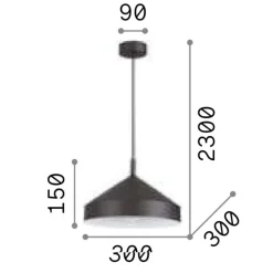 Lampadari Cucina-Ideal Lux yurta sp1 d30 lampadario nero design cono 30 cm per isola cucina moderna