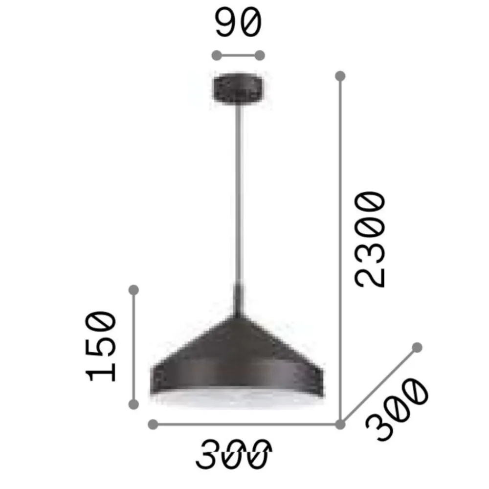 Lampadari Cucina-Ideal Lux yurta sp1 d30 lampadario nero design cono 30 cm per isola cucina moderna