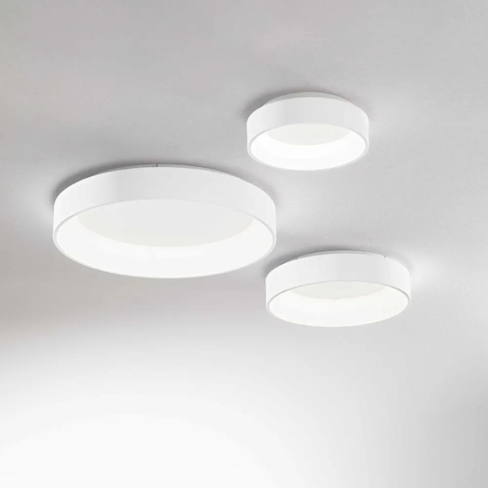 Plafoniere Moderne-Ideal Lux ziggy pl d045 plafoniera led 30w 3000k anello bianco moderna