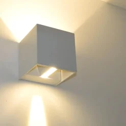 Applique Da Esterno-IsyLuce applique cubo led 6w 3000k bianco da esterno