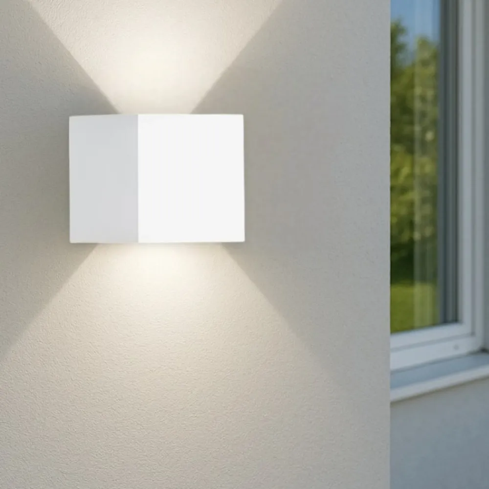Applique Da Esterno-IsyLuce applique cubo led 6w 3000k bianco da esterno