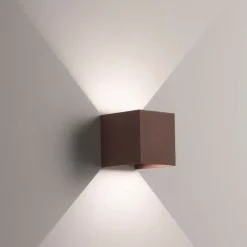 Applique Da Esterno-IsyLuce applique cubo led 16w 3000k corten da esterno