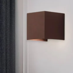 Applique Da Esterno-IsyLuce applique cubo led 16w 3000k corten da esterno