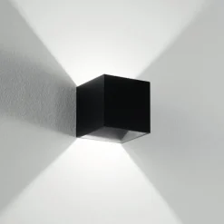 Applique Da Parete-IsyLuce applique cubo nero led 10w 3000k moderna