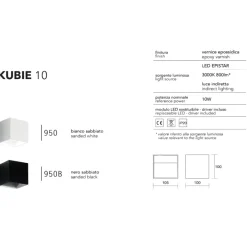 Applique Da Parete-IsyLuce applique cubo nero led 10w 3000k moderna