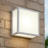 Applique Da Esterno-IsyLuce applique da esterno a parete soffitto bianca quadrata
