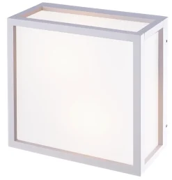Applique Da Esterno-IsyLuce applique da esterno a parete soffitto bianca quadrata