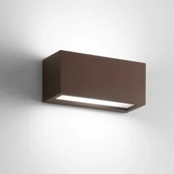 Applique Da Esterno-IsyLuce applique da esterno corten marrone rettangolare