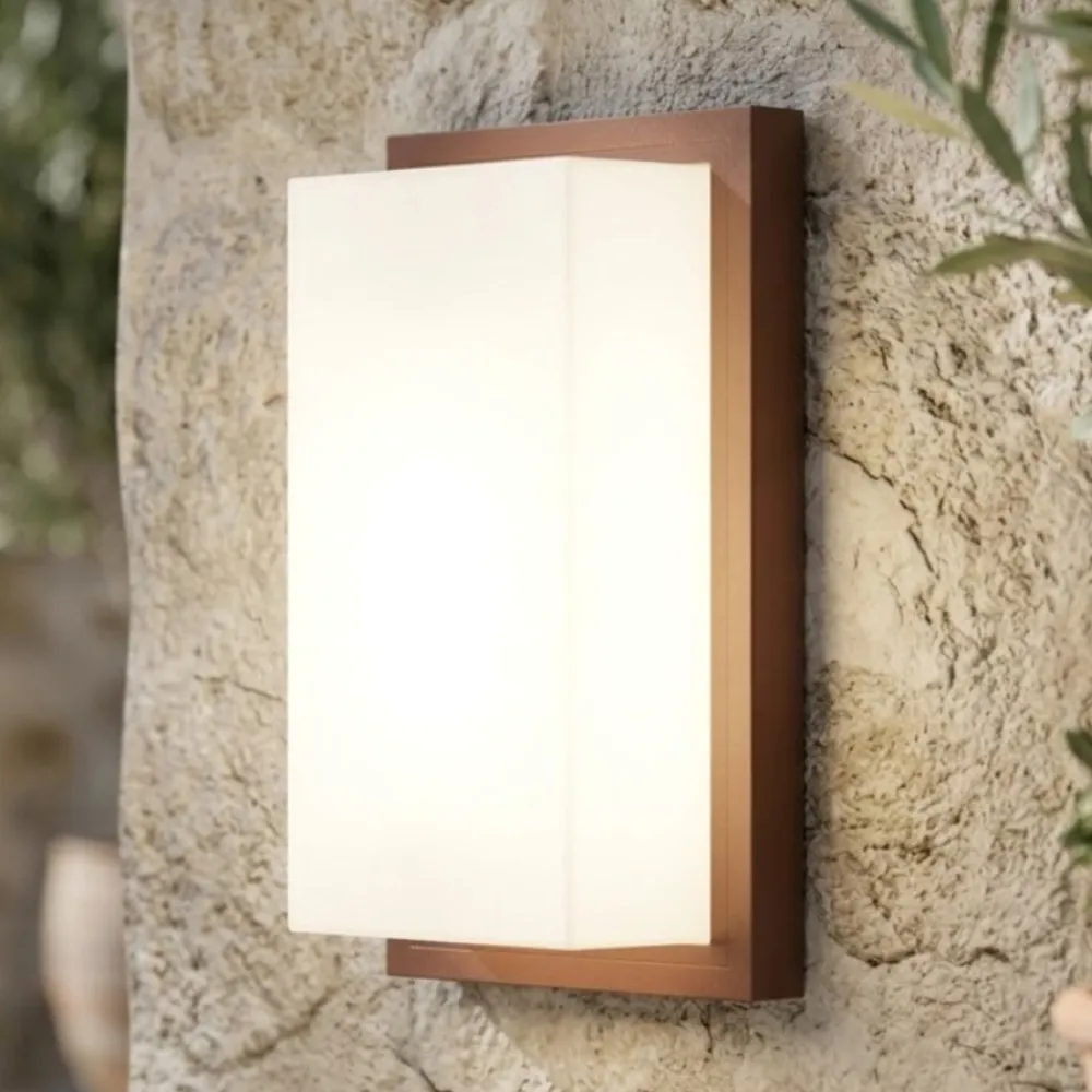 Applique Da Esterno-IsyLuce applique da esterno corten moderna rettangolare ip65